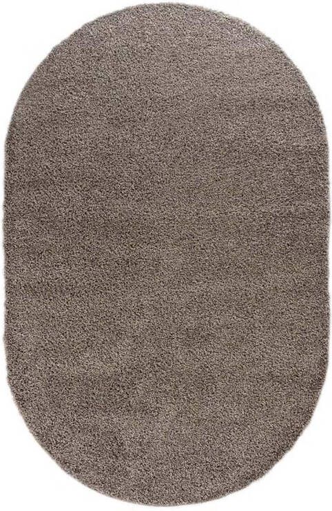 Tapeso Ovaal hoogpolig vloerkleed shaggy Trend effen lichtgrijs 240x340 cm - Foto 2