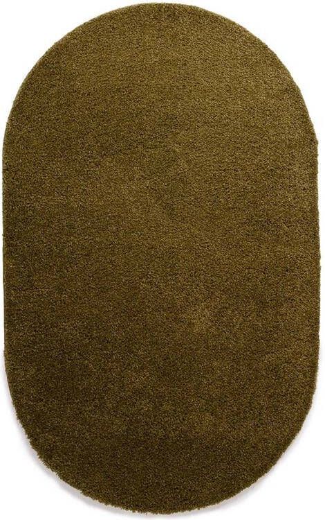 Tapeso Ovaal hoogpolig vloerkleed shaggy Trend effen olijfgroen 240x340 cm - Foto 3