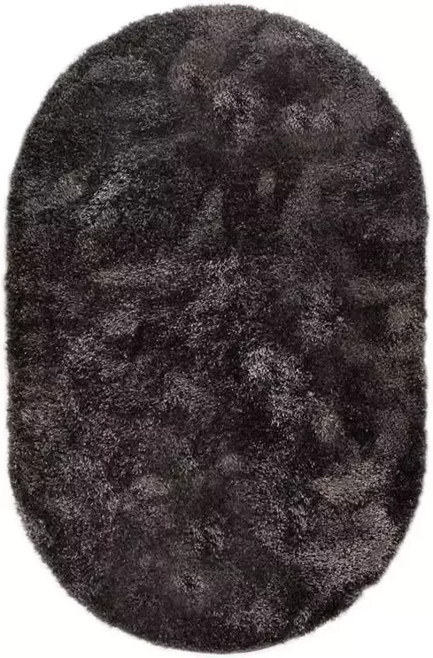 Tapeso Ovaal hoogpolig vloerkleed velours Posh grijs 120x180 cm