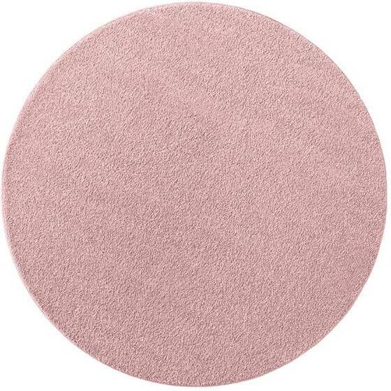 Tapeso Rond effen vloerkleed Qualis roze 120 cm rond - Foto 2