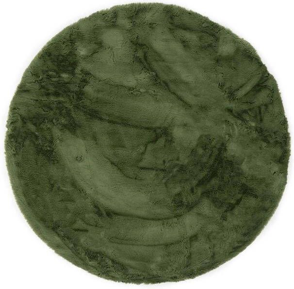 Tapeso Rond hoogpolig vloerkleed Comfy plus olijfgroen 230 cm rond - Foto 2