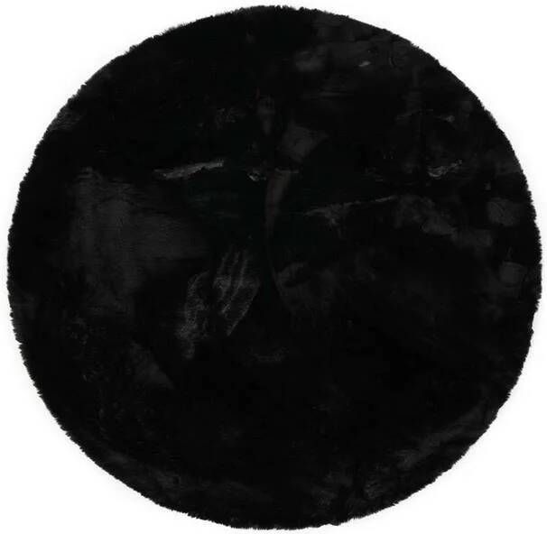 Tapeso Rond hoogpolig vloerkleed Comfy plus zwart 100 cm rond