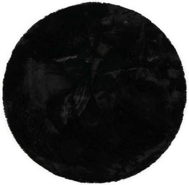 Tapeso Rond hoogpolig vloerkleed Comfy plus zwart 160 cm rond