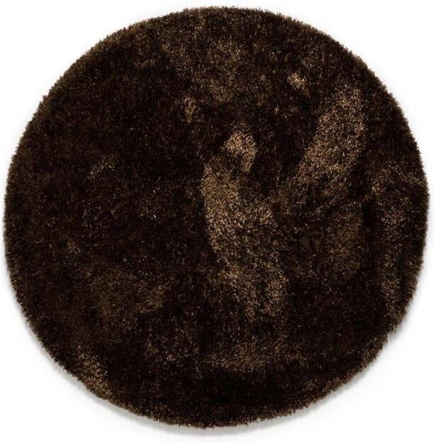 Tapeso Rond hoogpolig vloerkleed velours Posh bruin 200 cm rond - Foto 2