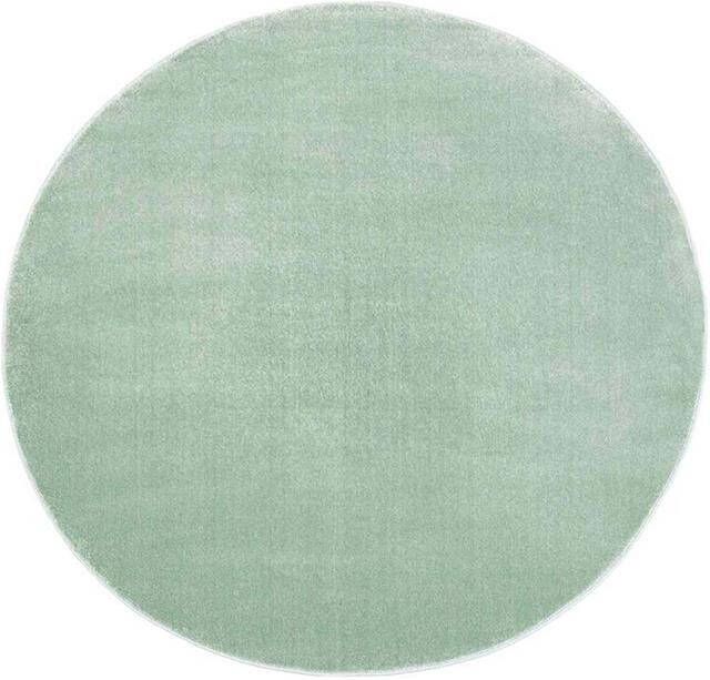 Tapeso Rond vloerkleed effen velours Gala mintgroen 120 cm rond - Foto 2