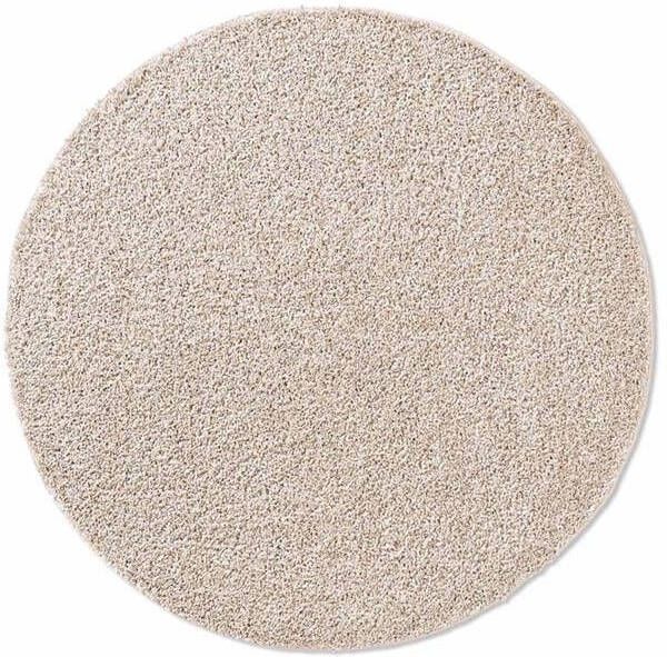 Tapeso Rond vloerkleed hoogpolig effen Classic crème 150 cm rond - Foto 2