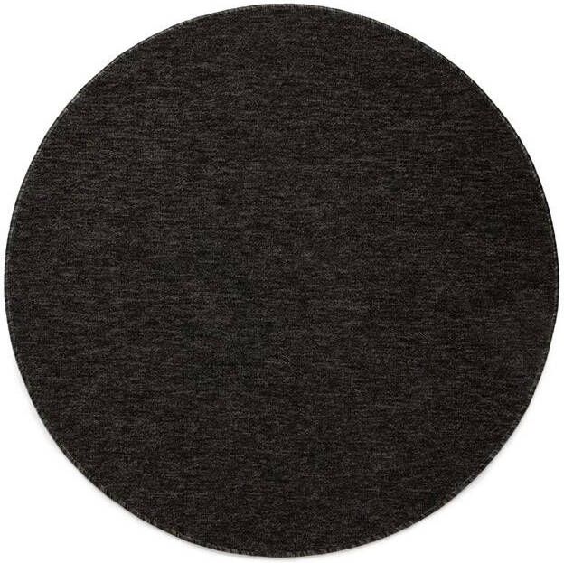 Tapeso Rond vloerkleed Lush antraciet 120 cm rond