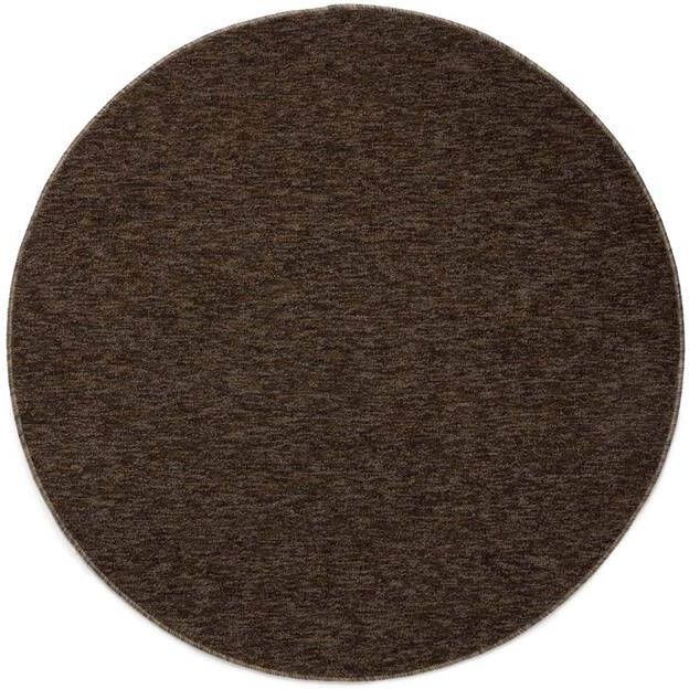 Tapeso Rond vloerkleed Lush bruin 120 cm rond