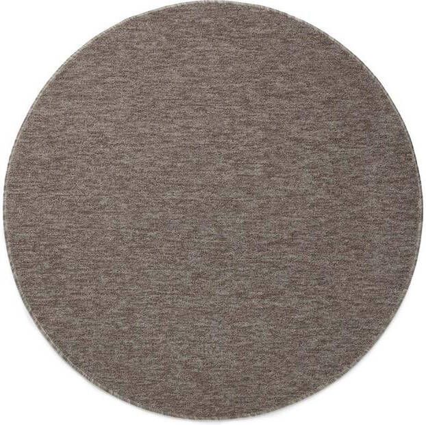 Tapeso Rond vloerkleed Lush taupe|lichtgrijs 160 cm rond