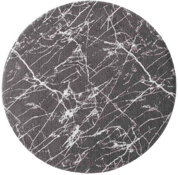 Tapeso Rond wasbaar vloerkleed Marmer Chloé grijs wit 80 cm rond - Foto 2