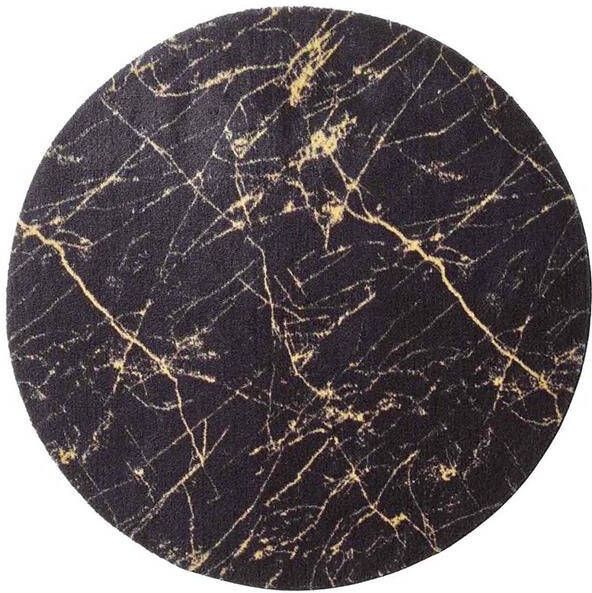 Tapeso Rond wasbaar vloerkleed Marmer Chloé zwart goud 80 cm rond - Foto 2