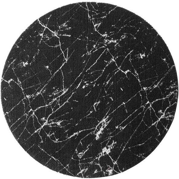 Tapeso Rond wasbaar vloerkleed Marmer Chloé zwart wit 120 cm rond - Foto 2