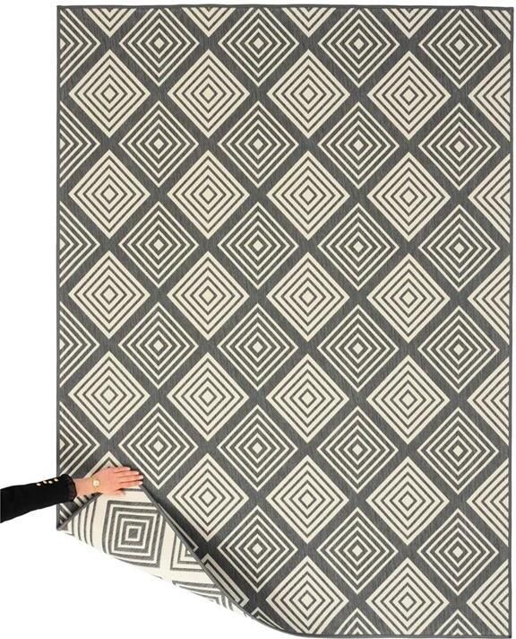 Tapeso Buitenkleed ruit Flip Gem grijs 160x220 cm - Foto 2