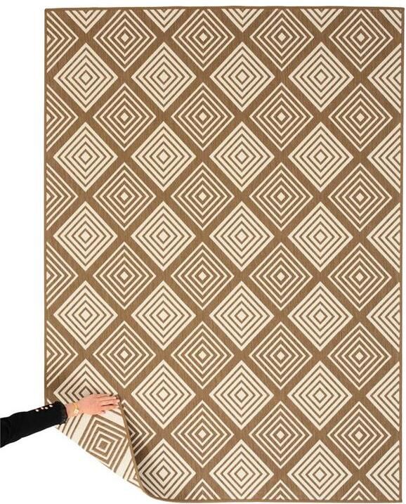 Tapeso Buitenkleed ruit Flip Gem lichtbruin 160x220 cm - Foto 2