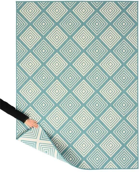 Tapeso Buitenkleed ruit Flip Gem turquoise 160x220 cm - Foto 2
