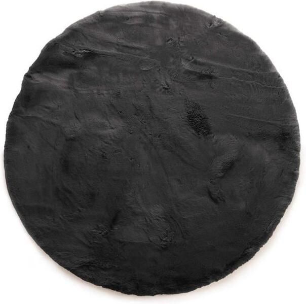 Tapeso Fluffy vloerkleed rond Comfy Deluxe donkergrijs 100 cm rond - Foto 2