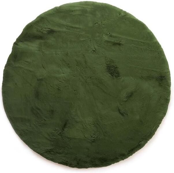 Tapeso Fluffy vloerkleed rond Comfy Deluxe olijfgroen 100 cm rond - Foto 2