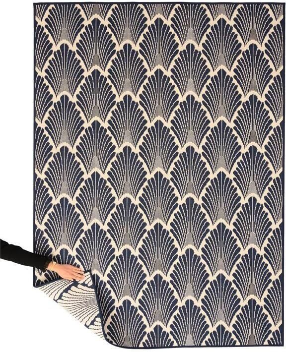 Tapeso Modern buitenkleed Flip Scale donkerblauw 200x280 cm - Foto 2