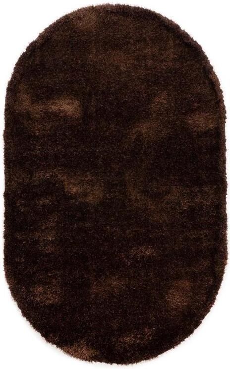 Tapeso Ovaal hoogpolig vloerkleed velvet Posh donkerbruin 200x300 cm - Foto 2