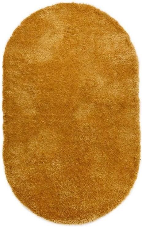 Tapeso Ovaal hoogpolig vloerkleed velvet Posh goud 120x180 cm - Foto 2