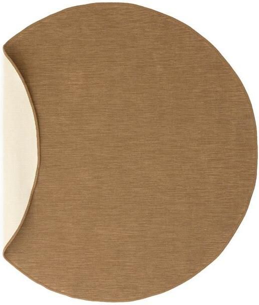 Tapeso Rond buitenkleed effen Flip lichtbruin 160 cm rond - Foto 2
