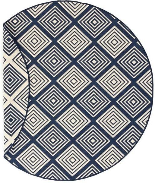 Tapeso Rond Buitenkleed ruit Flip Gem donkerblauw 160 cm rond - Foto 2