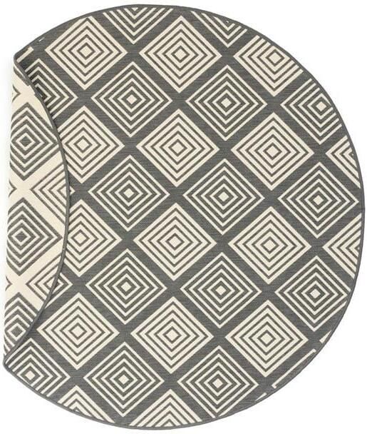 Tapeso Rond Buitenkleed ruit Flip Gem grijs 160 cm rond - Foto 2
