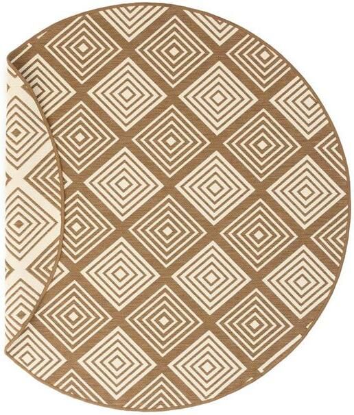 Tapeso Rond Buitenkleed ruit Flip Gem lichtbruin 200 cm rond - Foto 2