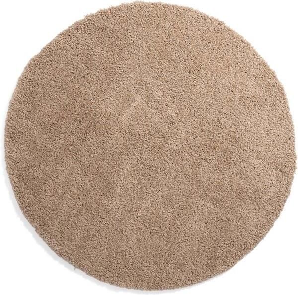 Tapeso Rond hoogpolig vloerkleed shaggy Grand effen beige 160 cm rond - Foto 2