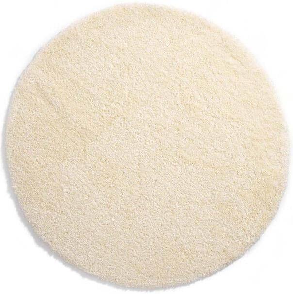 Tapeso Rond hoogpolig vloerkleed shaggy Grand effen crème 120 cm rond - Foto 2