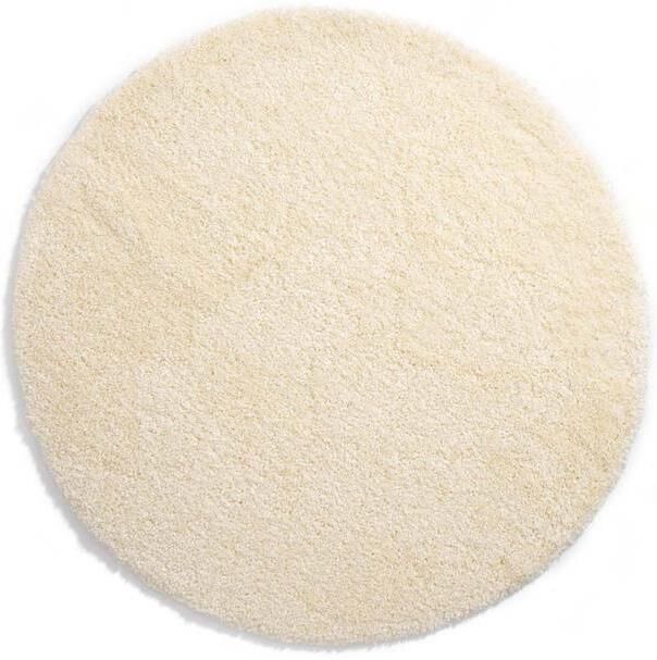 Tapeso Rond hoogpolig vloerkleed shaggy Grand effen crème 80 cm rond - Foto 2