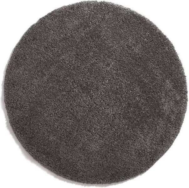 Tapeso Rond hoogpolig vloerkleed shaggy Grand effen donkergrijs 120 cm rond - Foto 2