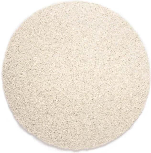 Tapeso Rond hoogpolig vloerkleed shaggy Trend effen ivoor 80 cm rond - Foto 2
