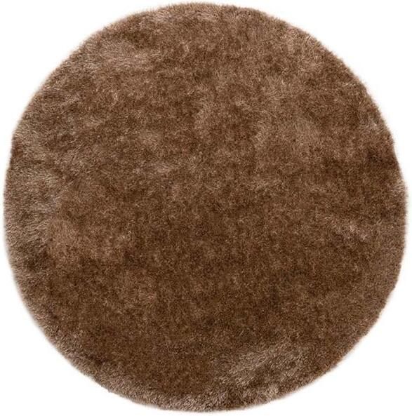 Tapeso Rond hoogpolig vloerkleed velvet Posh bruin 160 cm rond - Foto 2