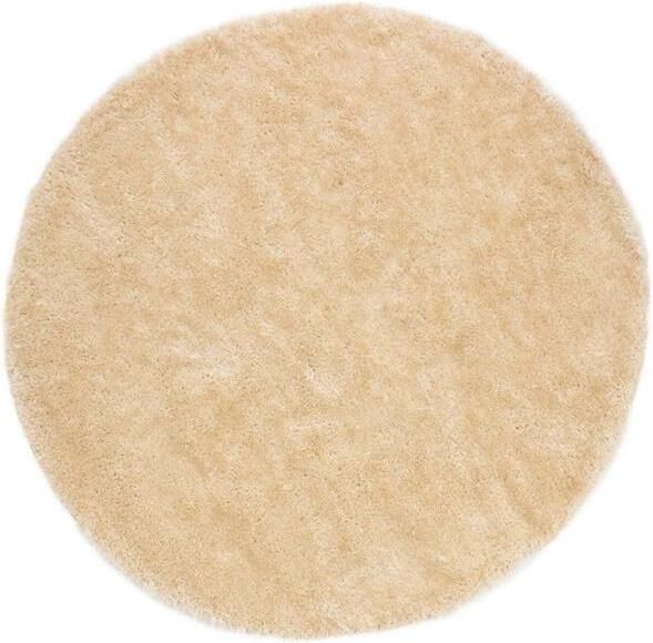 Tapeso Rond hoogpolig vloerkleed velvet Posh champagne 160 cm rond - Foto 2