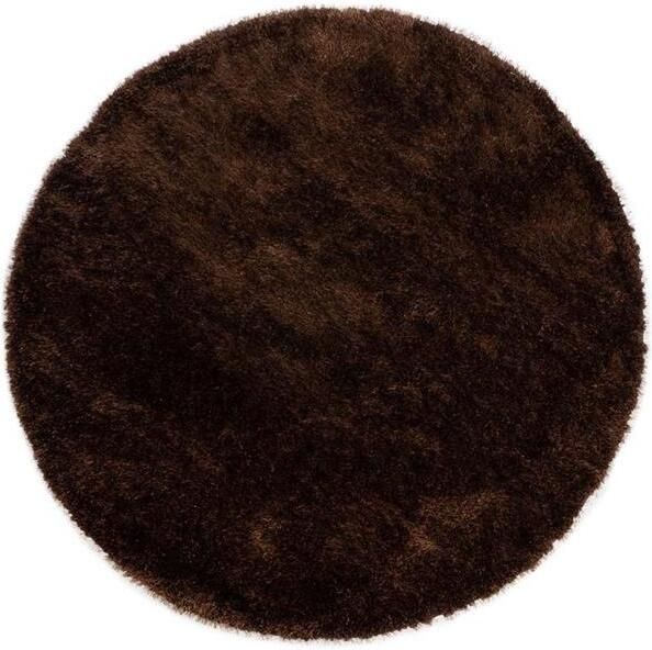 Tapeso Rond hoogpolig vloerkleed velvet Posh donkerbruin 120 cm rond - Foto 2