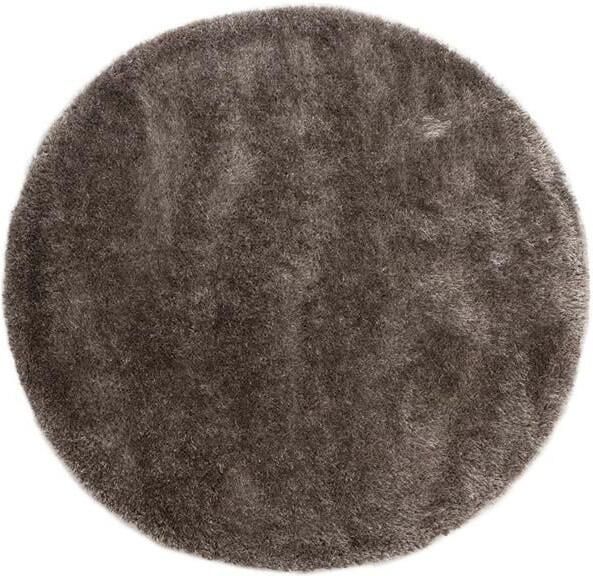 Tapeso Rond hoogpolig vloerkleed velvet Posh grijs 200 cm rond - Foto 2