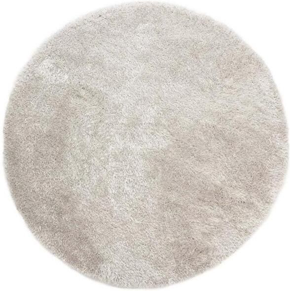 Tapeso Rond hoogpolig vloerkleed velvet Posh lichtzilver 80 cm rond - Foto 2