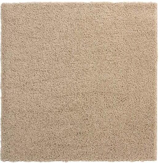Tapeso Vierkant hoogpolig vloerkleed shaggy Trend effen champagne 160x160 cm - Foto 2