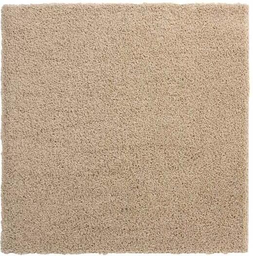 Tapeso Vierkant hoogpolig vloerkleed shaggy Trend effen champagne 100x100 cm - Foto 2