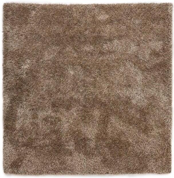 Tapeso Vierkant hoogpolig vloerkleed velvet Posh beige 140x140 cm - Foto 2