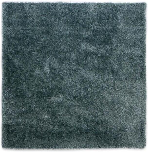 Tapeso Vierkant hoogpolig vloerkleed velvet Posh blauw 200x200 cm - Foto 2
