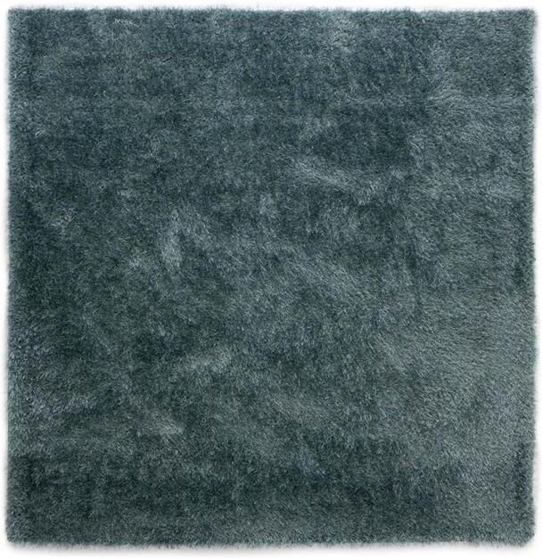 Tapeso Vierkant hoogpolig vloerkleed velvet Posh blauw 280x280 cm - Foto 2