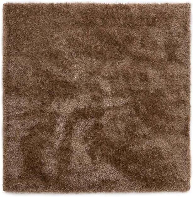 Tapeso Vierkant hoogpolig vloerkleed velvet Posh bruin 140x140 cm - Foto 2