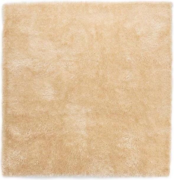 Tapeso Vierkant hoogpolig vloerkleed velvet Posh champagne 200x200 cm - Foto 2