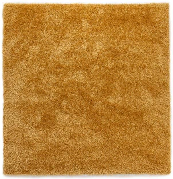 Tapeso Vierkant hoogpolig vloerkleed velvet Posh goud 120x120 cm - Foto 2