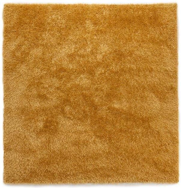 Tapeso Vierkant hoogpolig vloerkleed velvet Posh goud 240x240 cm - Foto 2