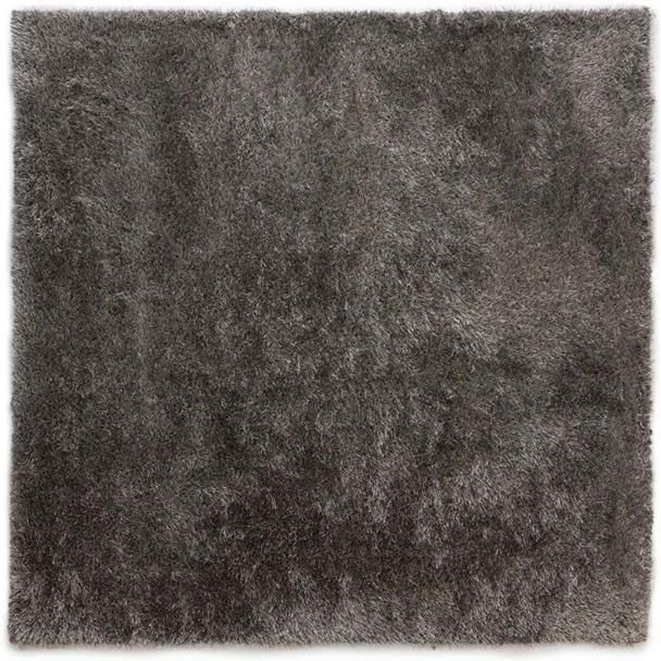 Tapeso Vierkant hoogpolig vloerkleed velvet Posh grijs 280x280 cm - Foto 2
