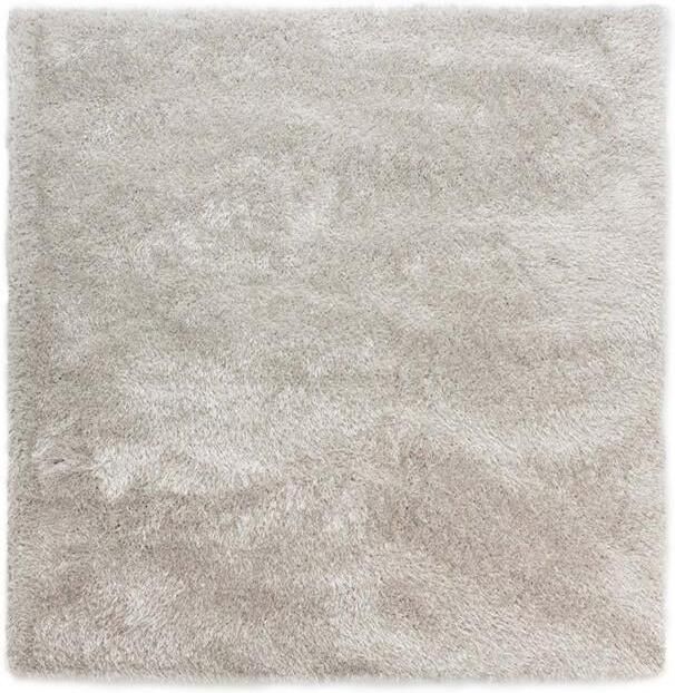 Tapeso Vierkant hoogpolig vloerkleed velvet Posh lichtzilver 120x120 cm - Foto 2