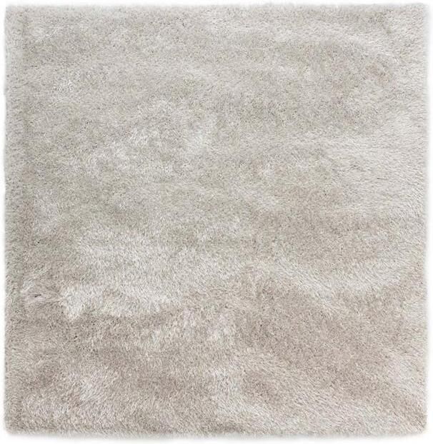 Tapeso Vierkant hoogpolig vloerkleed velvet Posh lichtzilver 240x240 cm - Foto 2